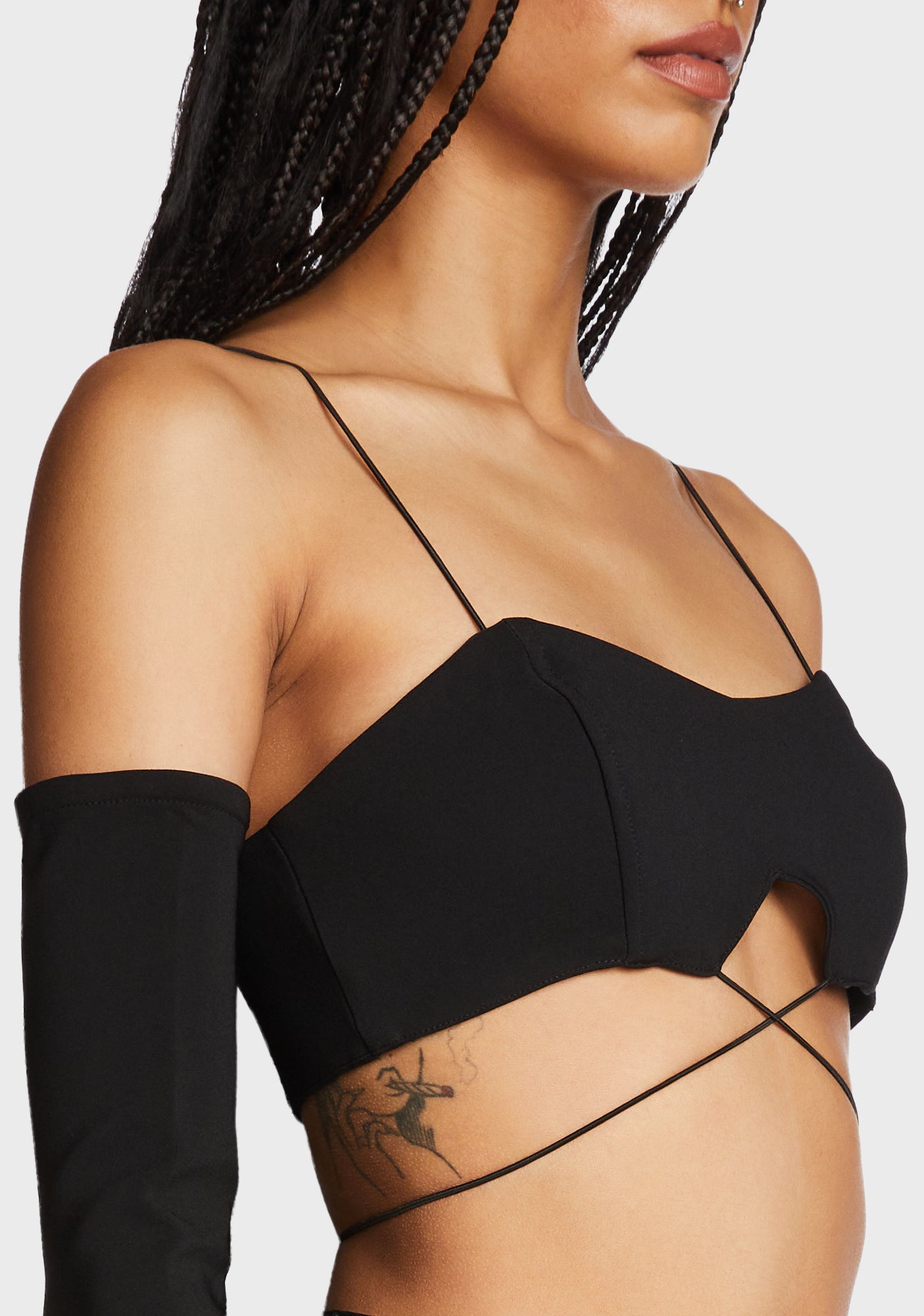 Edikted Crop Top Separate Sleeve Set - Black – Dolls Kill