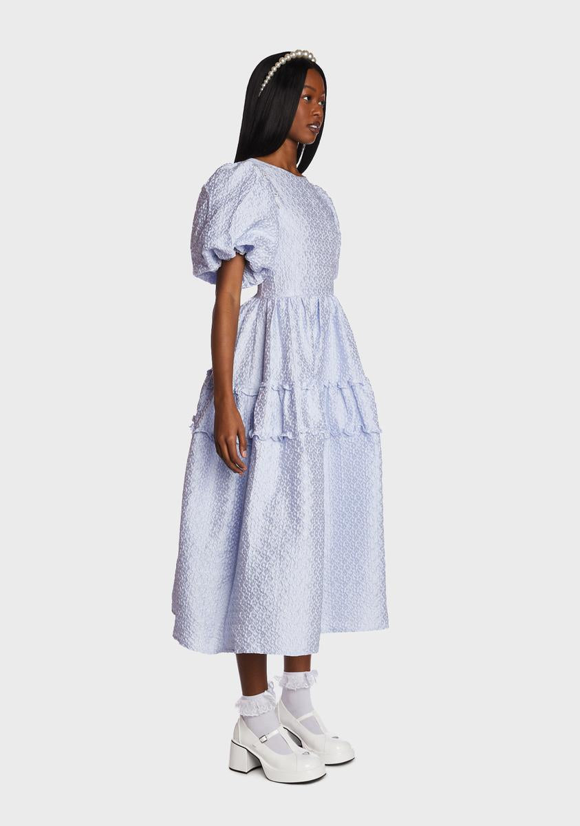 Sister Jane Jacquard Puff Sleeve Midi Dress