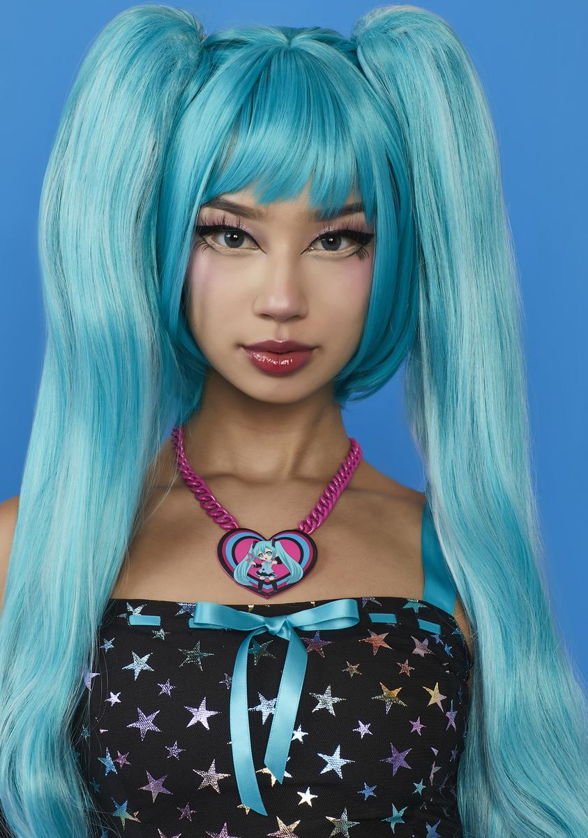 Dolls Kill X Hatsune Miku Heart Chain Necklace Pink