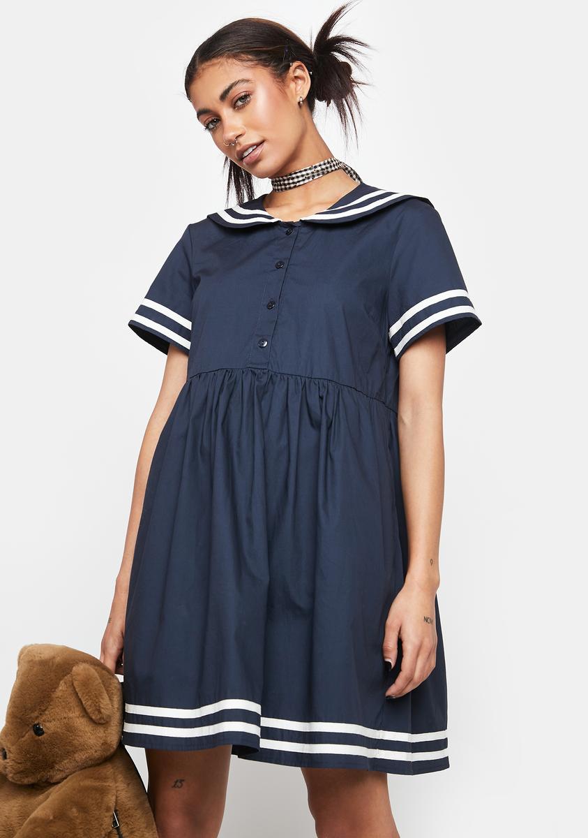 Black Friday Sailor Babydoll Dress - Blue Dolls Kill Black Friday Sailor Babydoll Dress - Blue Dolls Kill