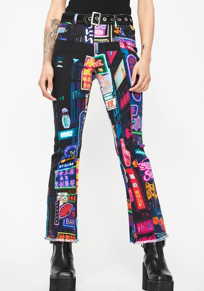 Current Mood Midnight City Flared Jeans – Dolls Kill