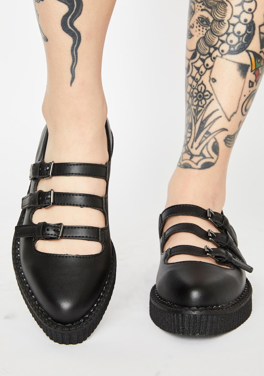  T.U.K. Shoes Multi-Strap Pointed Mary Jane Creeper | Flats