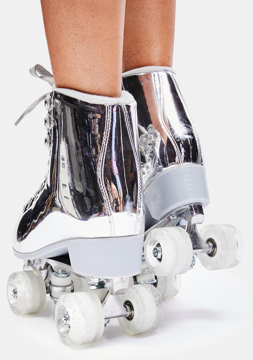 Current Mood Mirrored Metallic Roller Skates Silver Dolls Kill
