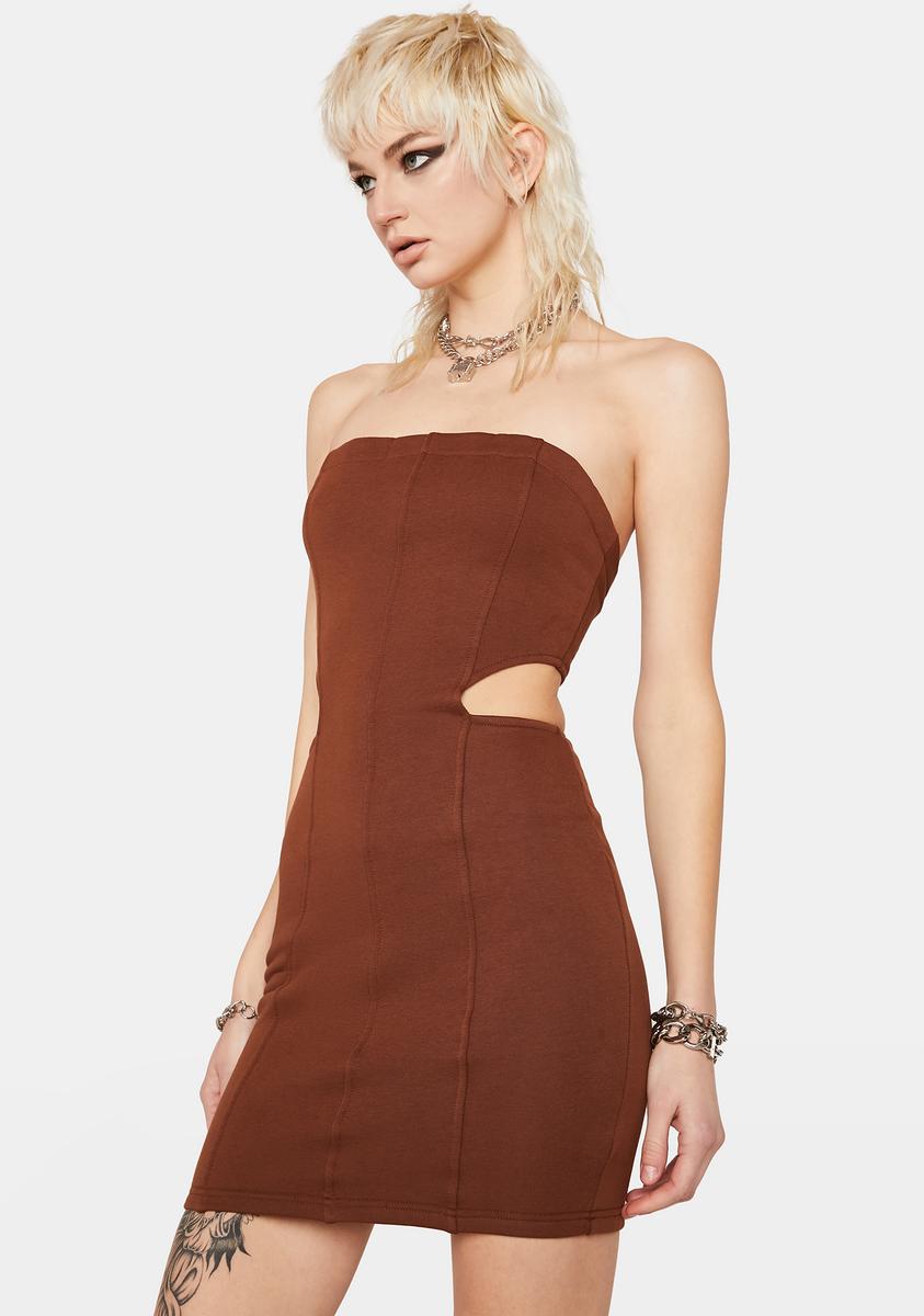 blue dress for baby girl Cutout Bodycon Structured Tube Dress Brown – Dolls Kill