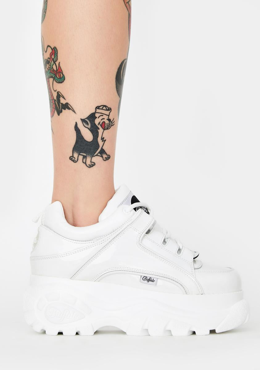 Buffalo classic low white patent leather deals