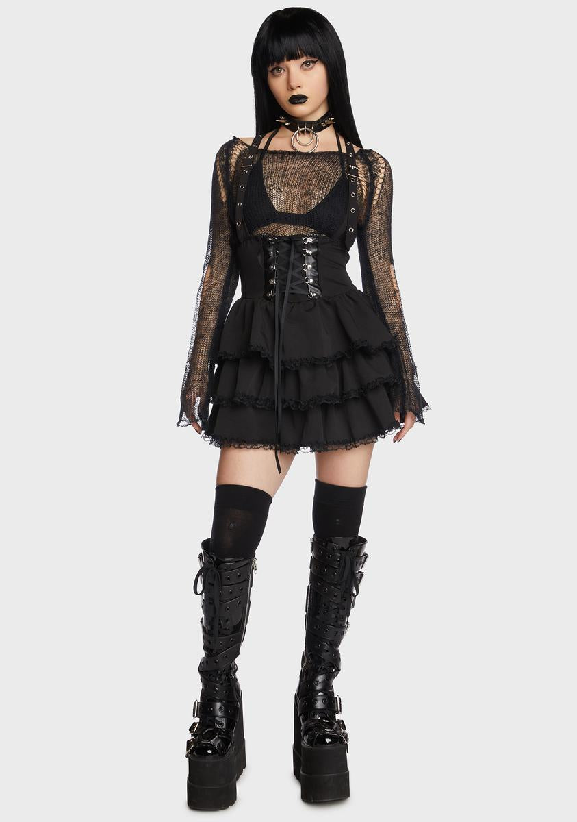 Dark Sinister Student Corset Skirt Widow,New Products : American Fashion Style Bags On Sale