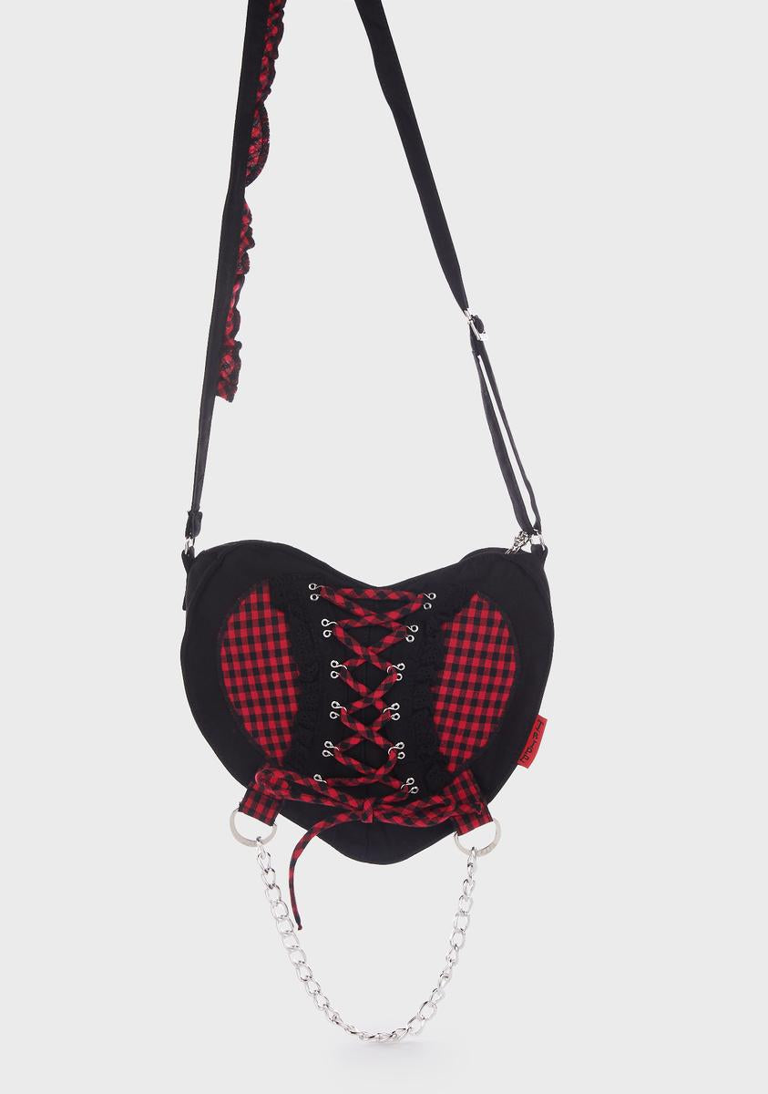 TRIPP NYC BO PEEP HEART BAG ショルダーバッグ Tripp NYC Gingham Print Heart Bag - Black/Red – Dolls Kill
