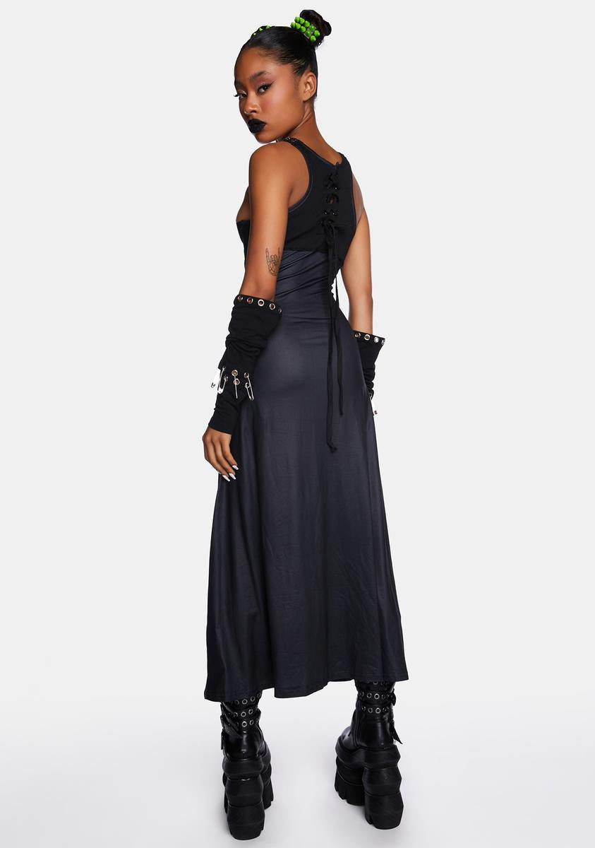 Too Fast Skeleton Graphic Maxi Dress