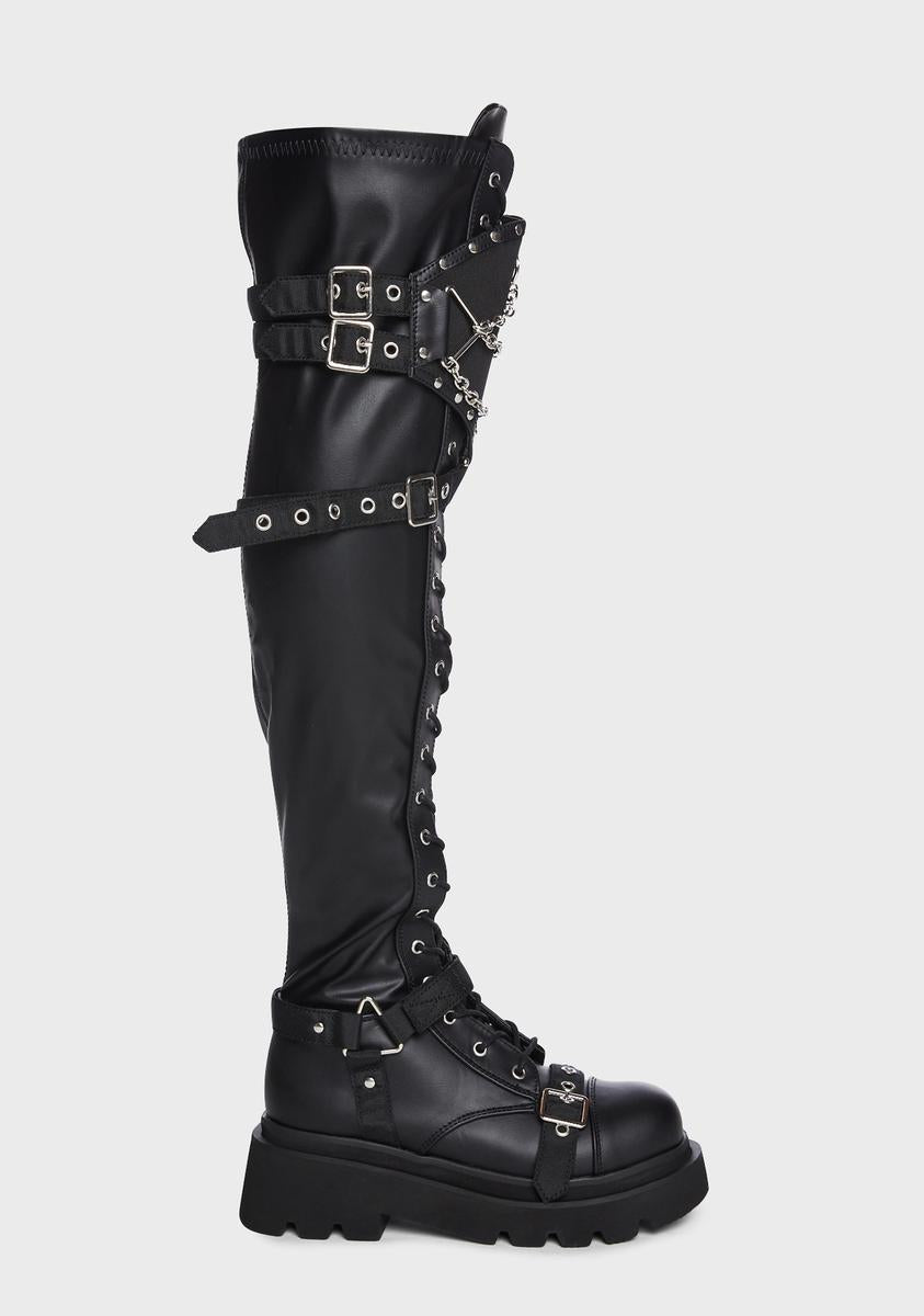 Renegade-320 Knee High Boots Demonia,New Products : American Fashion Style Bags On Sale