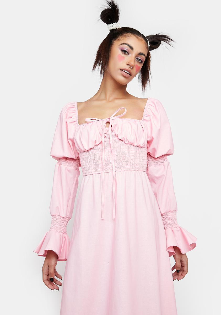 Serpenti Puff Sleeve Babydoll Maxi Dress