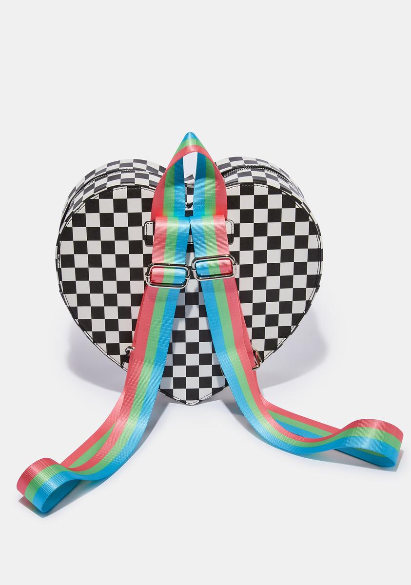 ⭐︎The PowerPuff Girls dollskill Heart Bag The Powerpuff Girls Checkered Graphic Heart Shaped Vegan