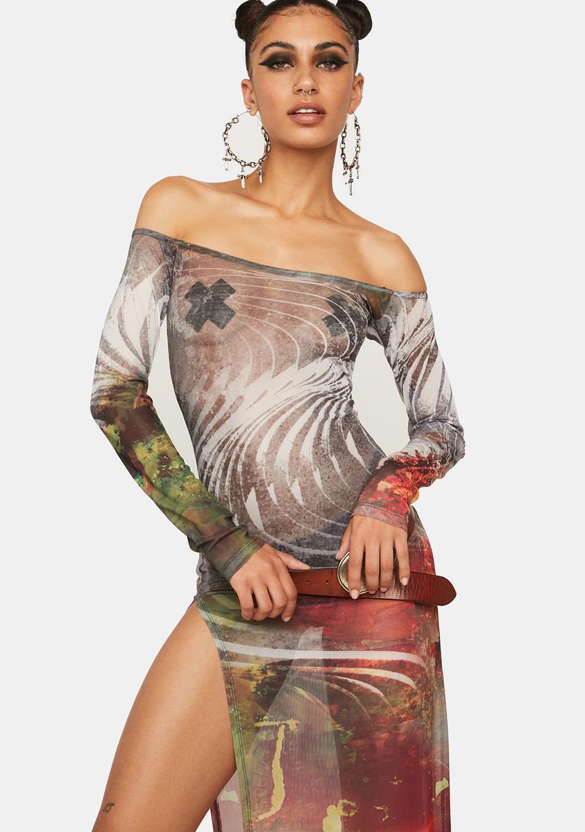 Jaded London Grunge Illusion Print Sheer Maxi Dress – Dolls Kill