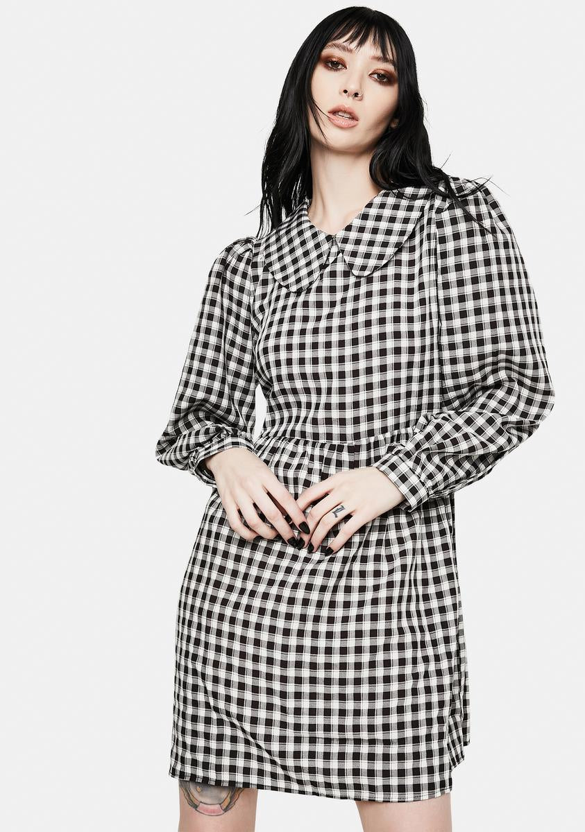 Gingham Print Peter Pan Collar Mini Dress Daisy Street,New Products : American Fashion Style Bags On Sale