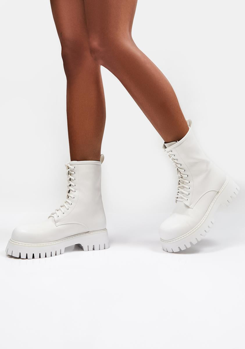 Koi Footwear Combat Ankle Boots - White – Dolls Kill