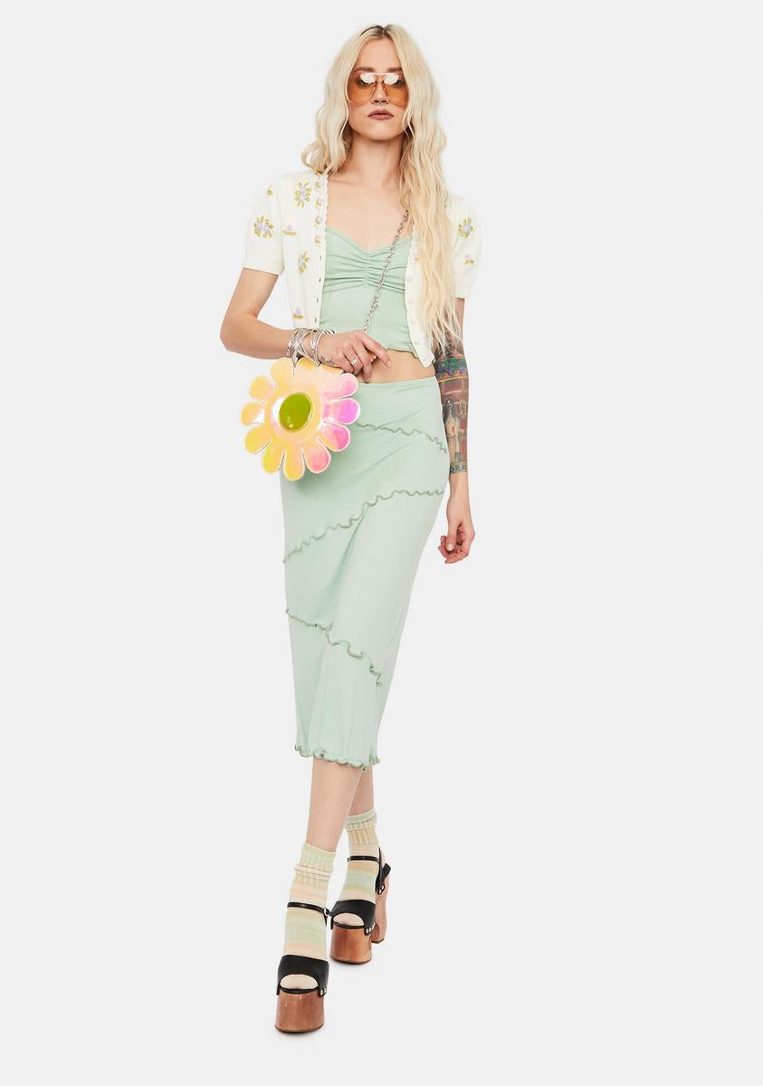 Treat U Right Lettuce Edge Midi Skirt Set,Specials : American Fashion Style Bags On Sale