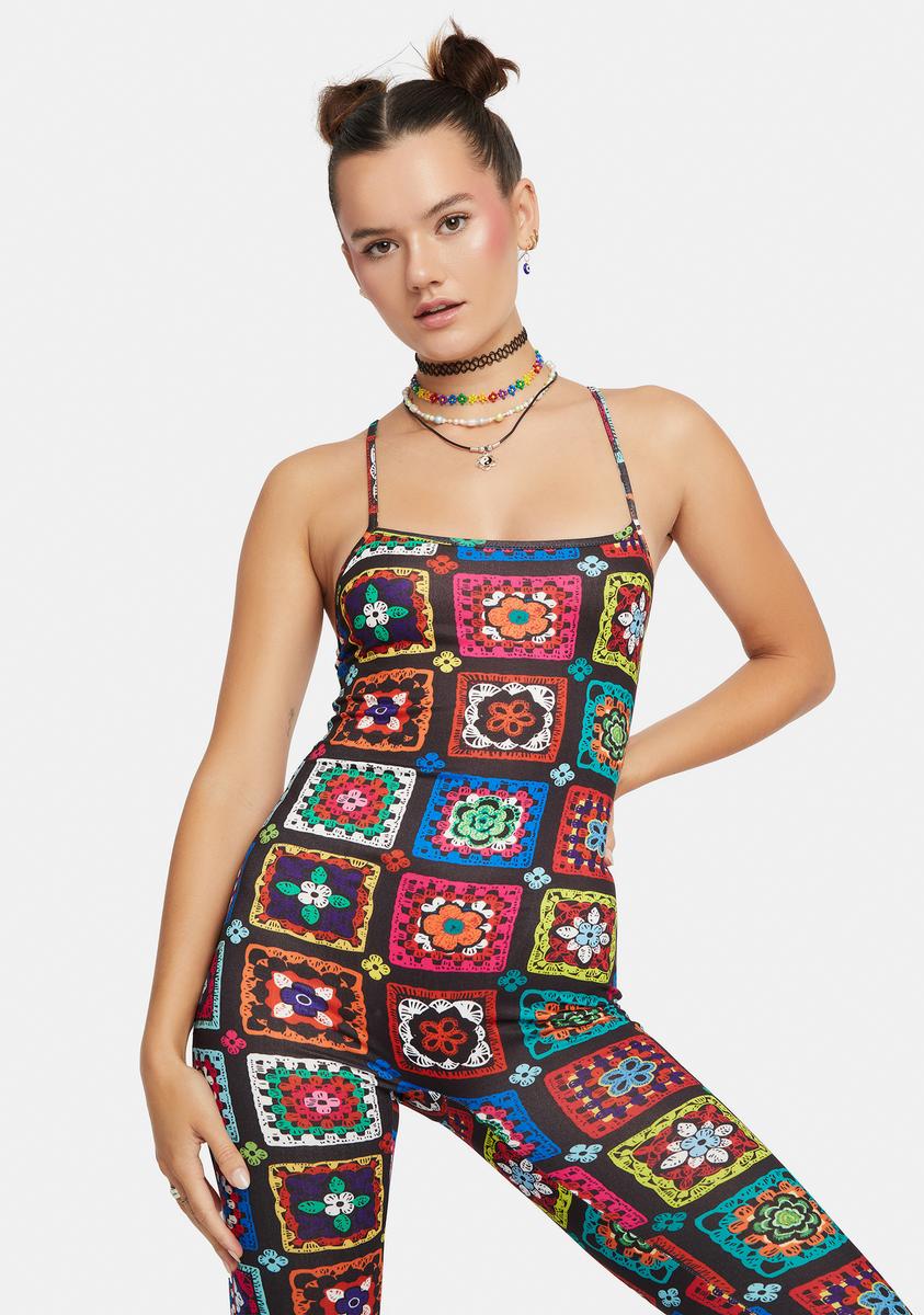Retro Realness Crochet Print Catsuit,Specials : American Fashion Style Bags On Sale Retro Realness Crochet Print Catsuit,Specials : American Fashion Style Bags On Sale