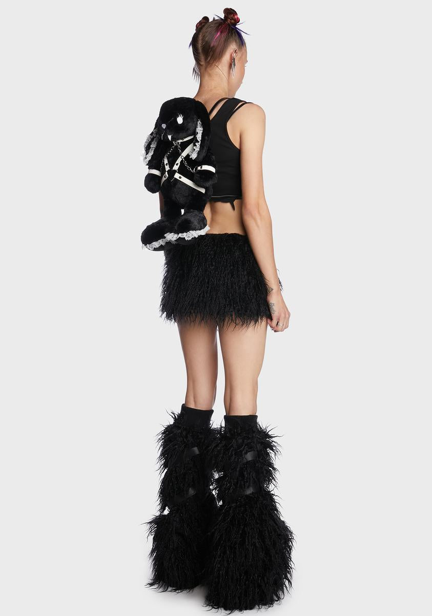 Widow Fuzzy Harness Bunny Backpack - Black – Dolls Kill