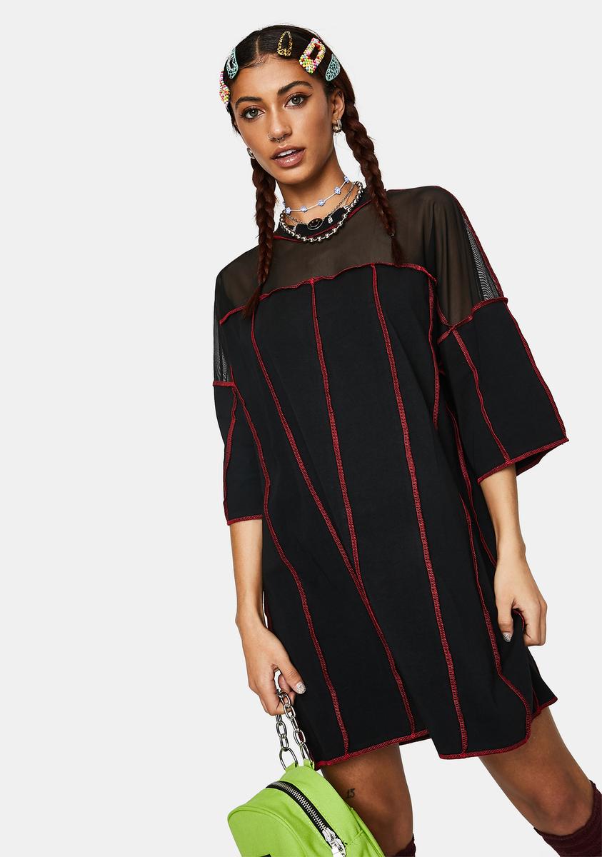 Exposed Paneled Tee Dress The Ragged Priest,Specials : American Fashion Style Bags On Sale
