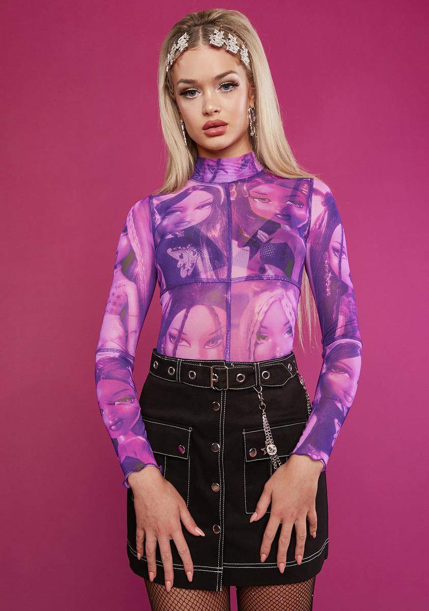 Be A Doll Mesh Mock Neck Top Dolls Kill x Bratz,All Products : American Fashion Style Bags On Sale