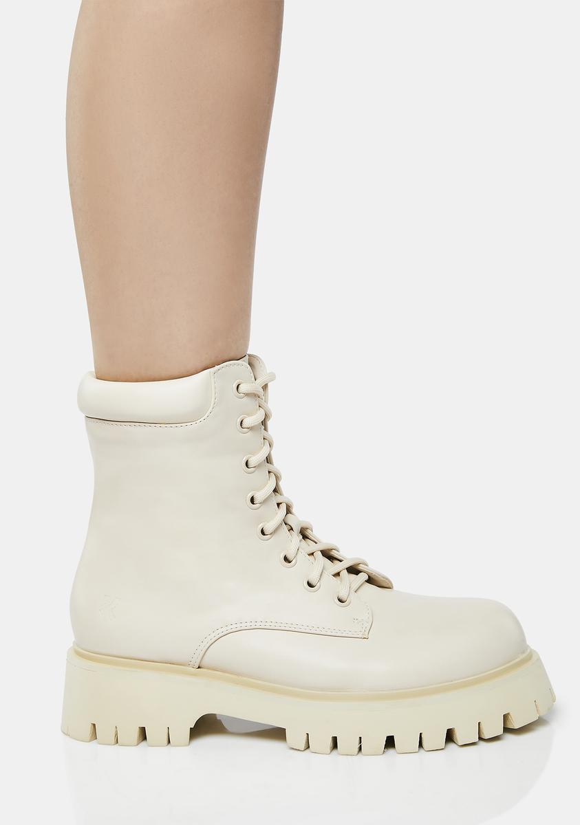 Koi Footwear Padded Lace Up Combat Boots Off White Dolls Kill