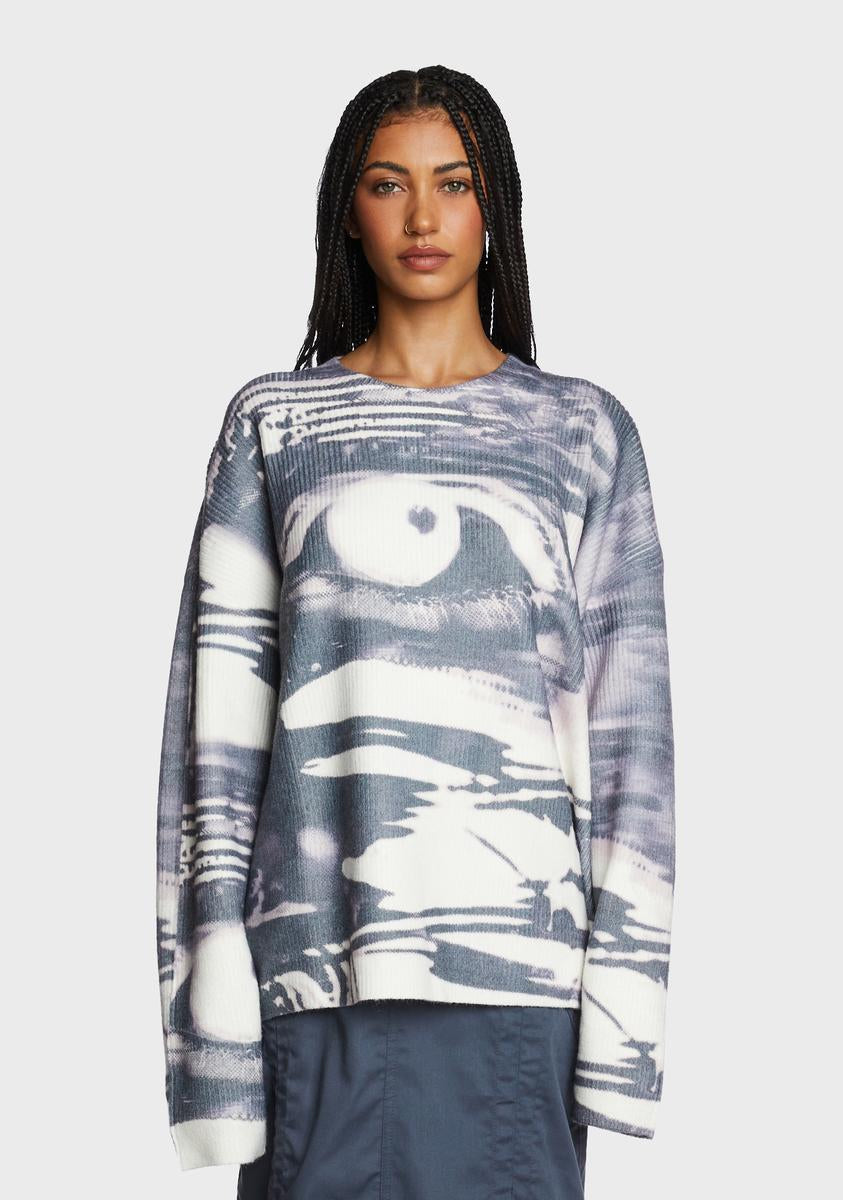 Jaded London Eye Knit Oversized Sweater Multi Dolls Kill
