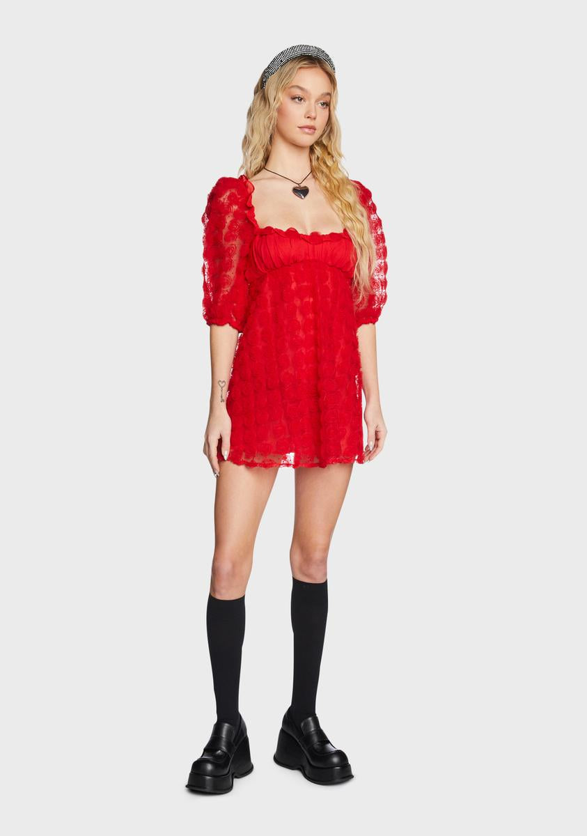hannah mini dress for love and lemons For Love & Lemons Hannah Rose Mini Dress Red Valentines Day Size Large NWT