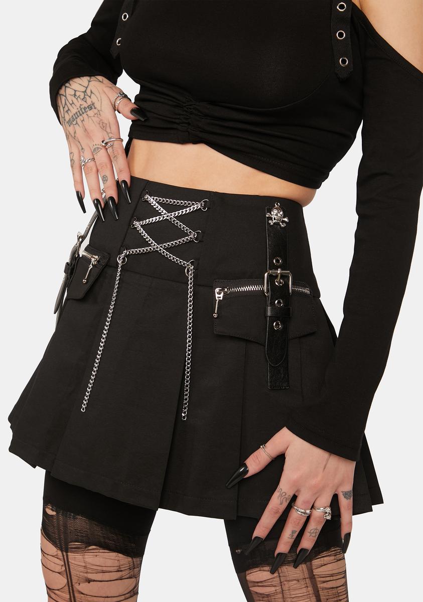 Punk Rock Pleated Mini Skirt Dark In Love,Specials : American Fashion Style Bags On Sale