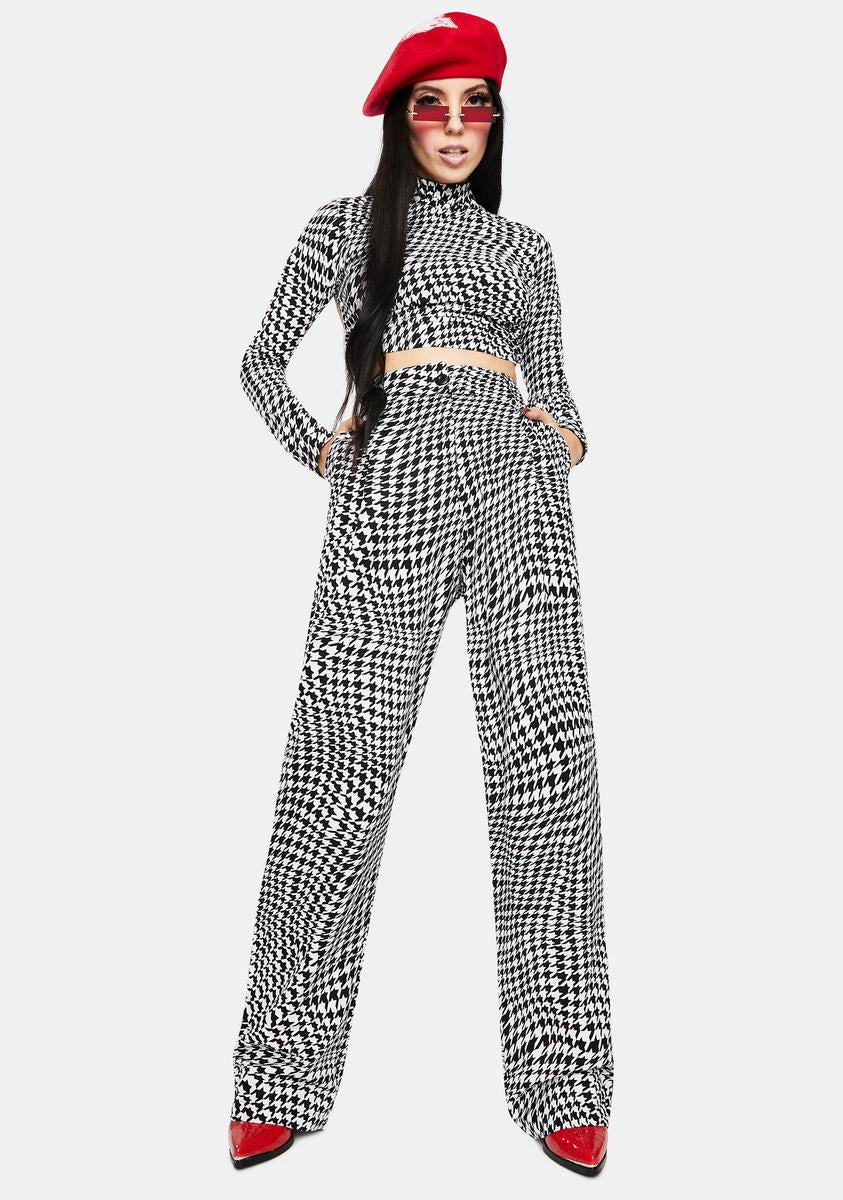 Wavey Dogtooth Sakila Wide Leg Trousers Dolls Kill,Specials : American Fashion Style Bags On Sale