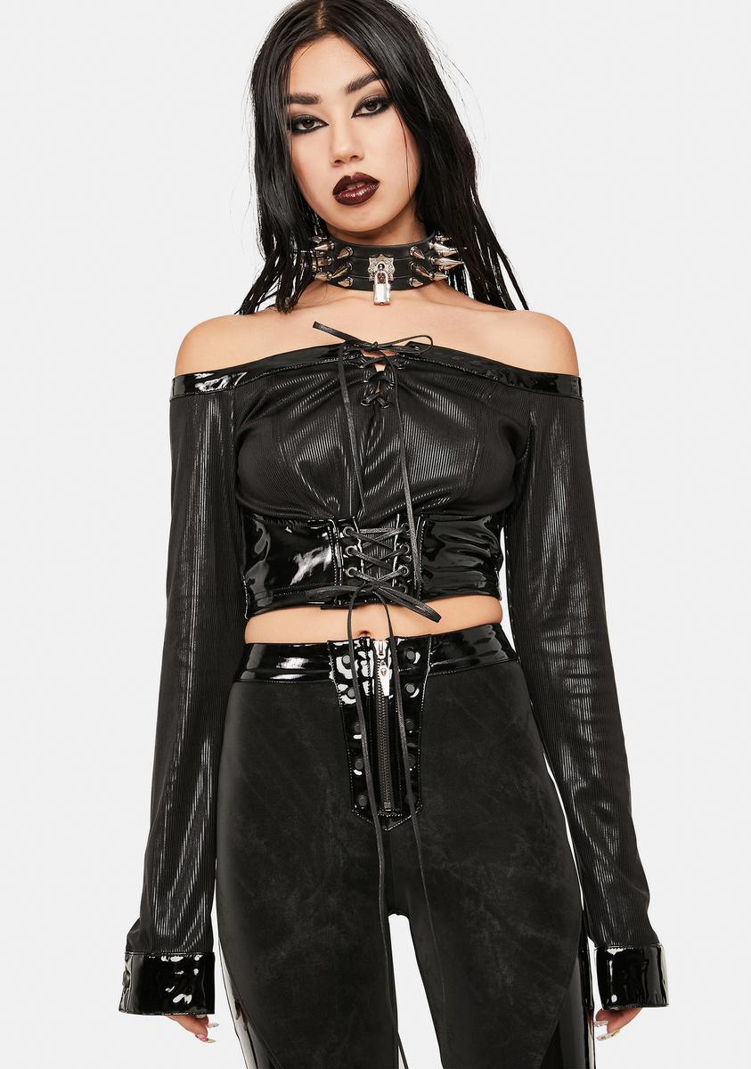 Viper Off The Shoulder Lace Up Top