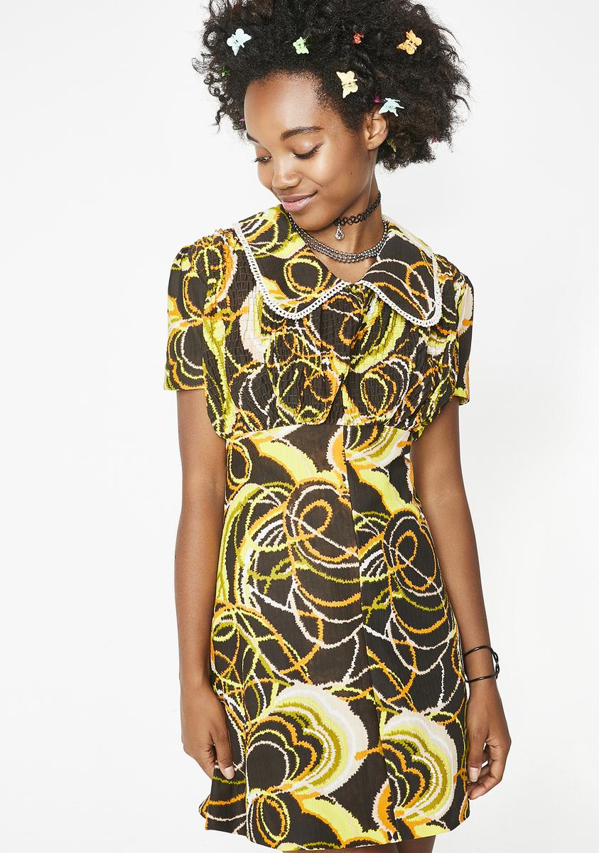 strapless open back dress Vintage 60s Flower Power Mini Dress - M main image 0