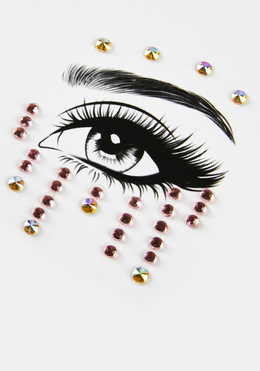 Drip Eye Face Jewels Pink/Gold Dolls Kill
