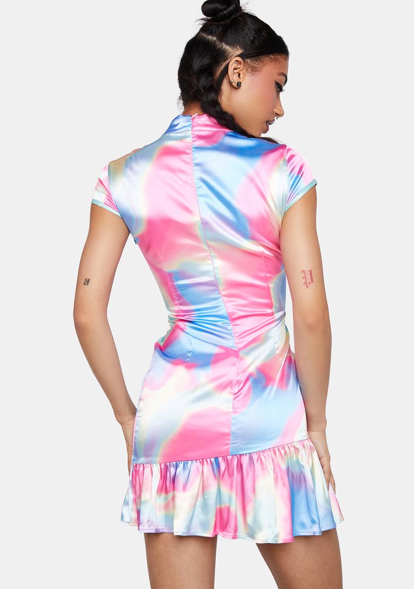 Elsie & Fred Tie Dye Heart Cutout Mini Dress