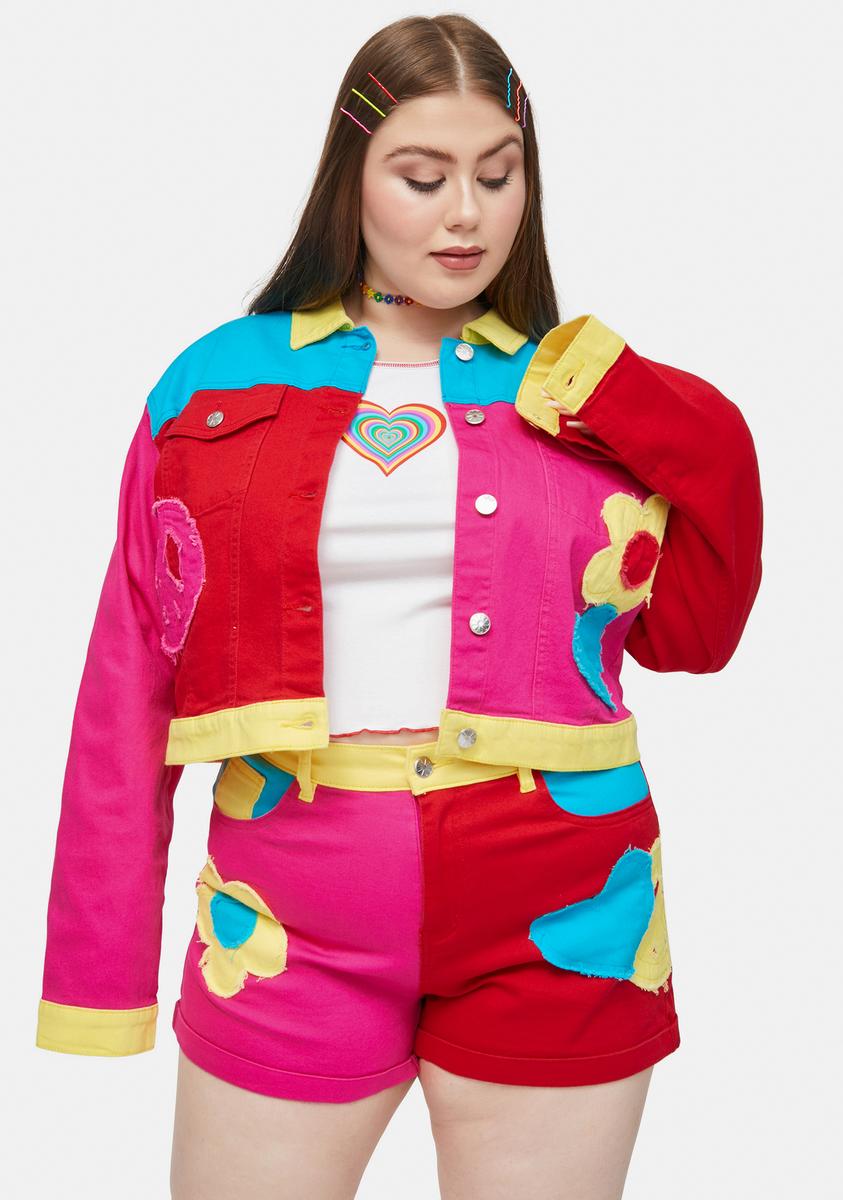 Plus Free Luv Nation Colorblock Applique Twill Jacket dELiA*s by Dolls Kill,Specials : American Fashion Style Bags On Sale