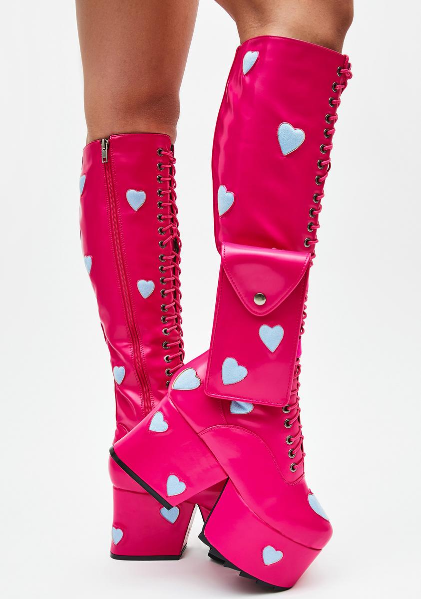 Fuchsia Pink Isn´t She Lovely Knee High Boots Lamoda,Specials : American Fashion Style Bags On Sale