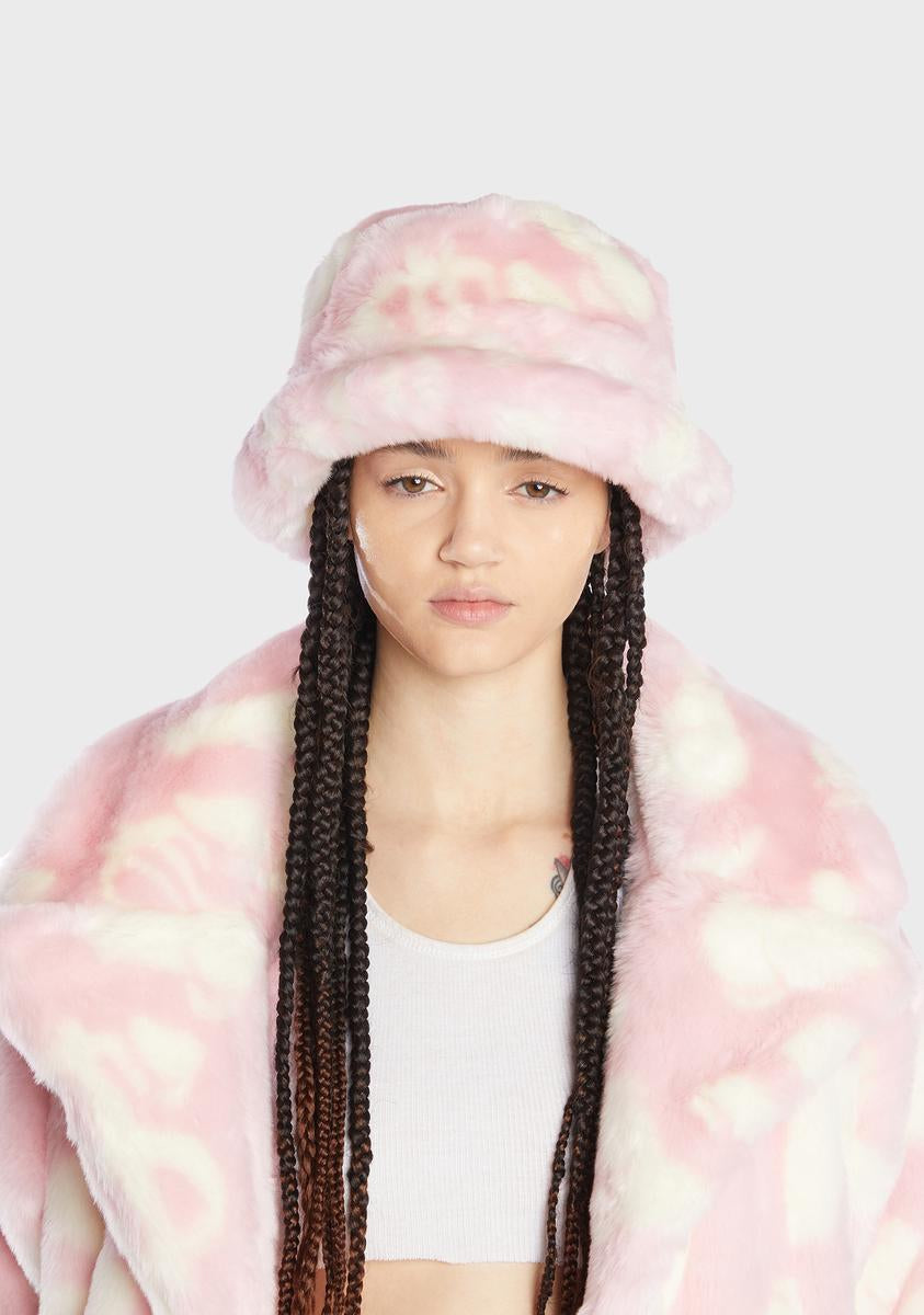 Pink Dick Dollar Monogram Faux Fur Bucket Hat Namilia,New Products : American Fashion Style Bags On Sale