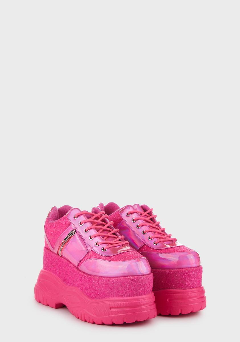 Club Exx Glitter Platform Sneakers - Pink – Dolls Kill