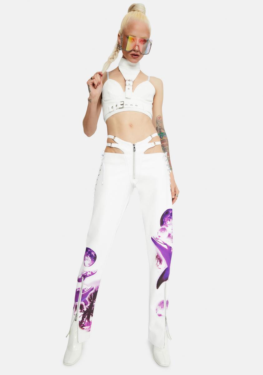 Namilia White Neckholder Buckle Top Dolls Kill