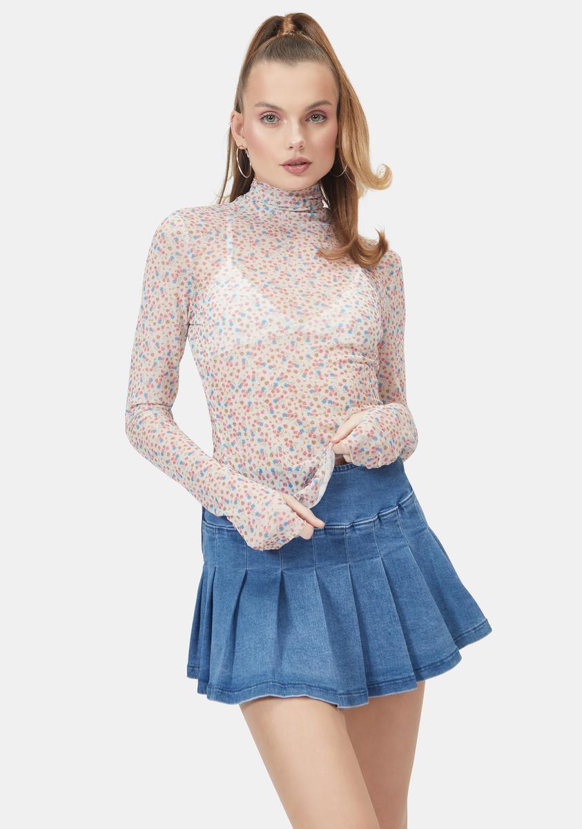Blush Spring Ditsy Floral Zadie Turtleneck AFRM,All Products : American Fashion Style Bags On Sale