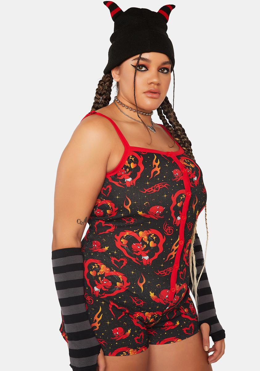 Dolls Kill x Hot Stuff Casper Plus Size Waffle Knit Graphic Onesie