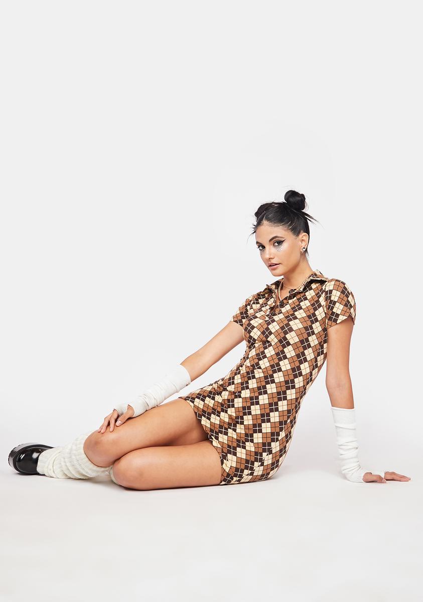 argyle mini dress Patched Argyle Mini Dress