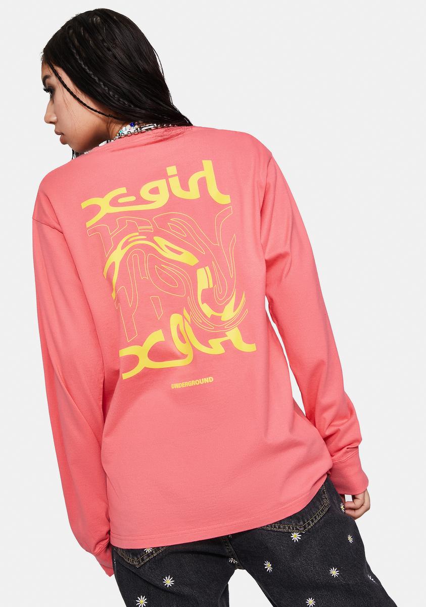 Distorted Logo Long Sleeve Tee x-Girl,Specials : American Fashion Style Bags On Sale Distorted Logo Long Sleeve Tee x-Girl,Specials : American Fashion Style Bags On Sale