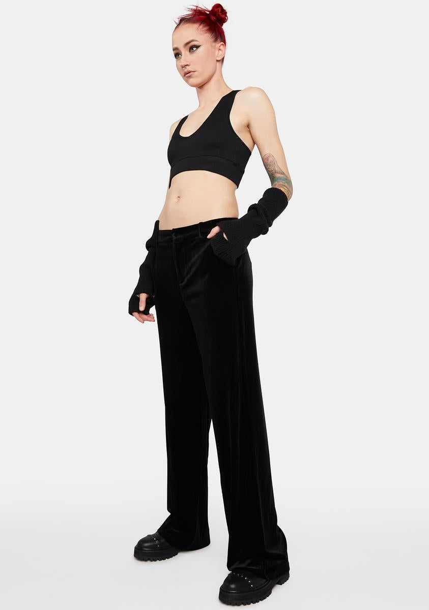 ASOS DESIGN Curve jersey split front suit pants in black velvet | ASOS