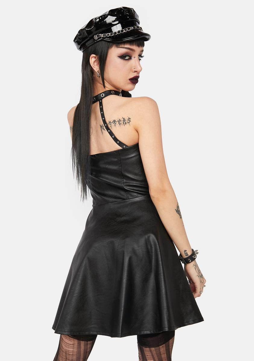 Dark In Love Vegan Leather Studded Mini Dress - Black Dolls Kill Dark In Love Vegan Leather Studded Mini Dress - Black Dolls Kill