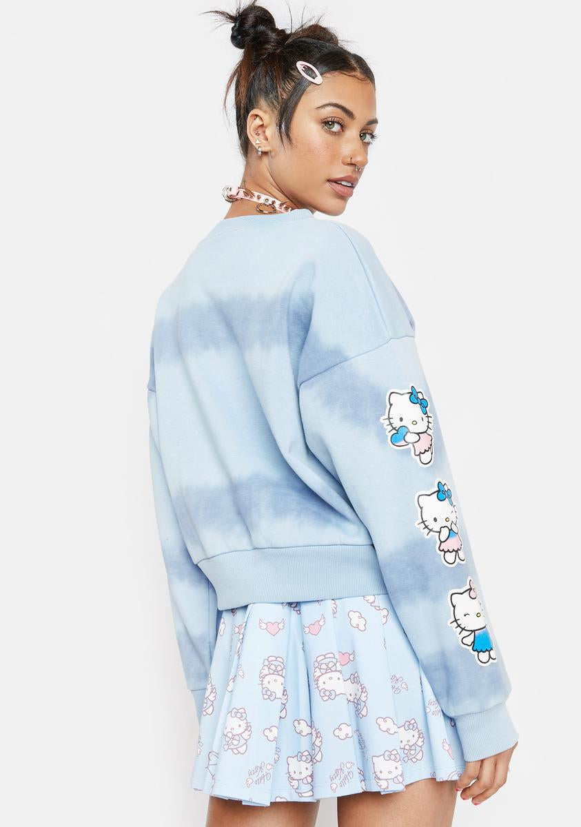 NGOrder Hello Kitty Tie Dye Crop Sweatshirt - Blue – Dolls Kill