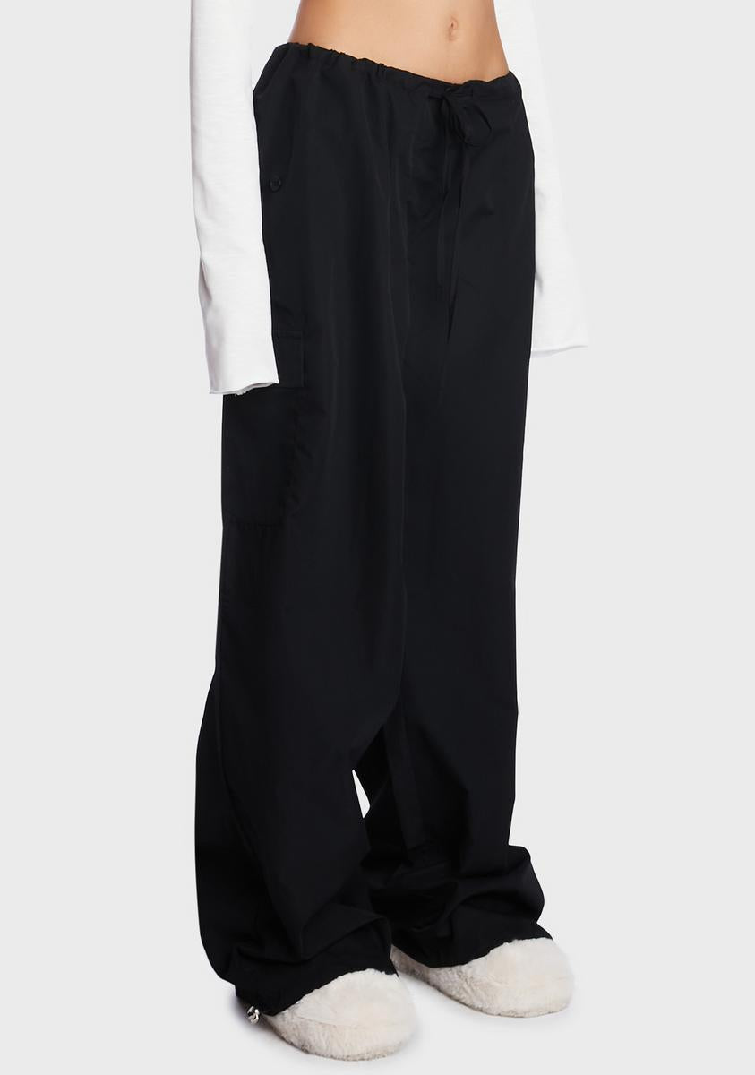 Baggy Drawstring Cargo Pants Black Dolls Kill