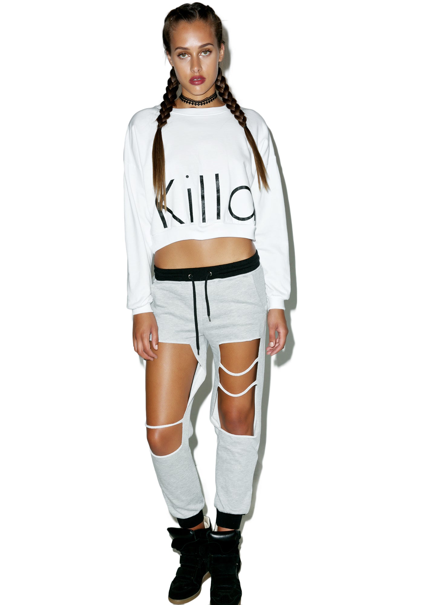 Pantalon Cropped Killah Pour Femme - Taille 32 - Couleur Kaki - Occasion Très Bon état