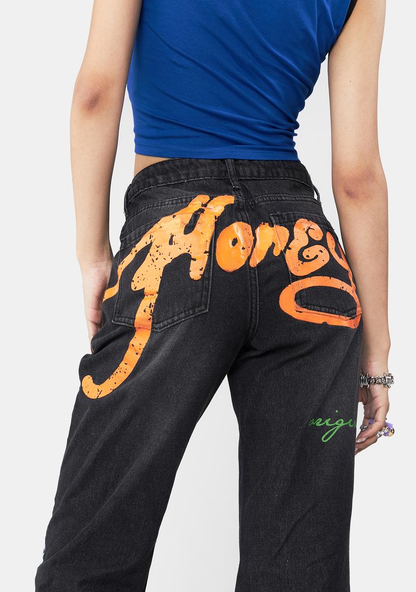 パンツ Jaded London Honey Print Low Rise Jeans Jaded London Honey Bum Print Low Rise Jeans – Dolls Kill