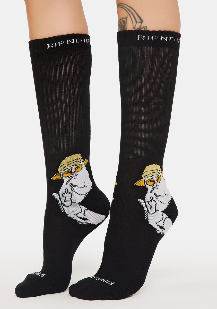 RIPNDIP Nermal S Thompson Graphic Socks - Black – Dolls Kill