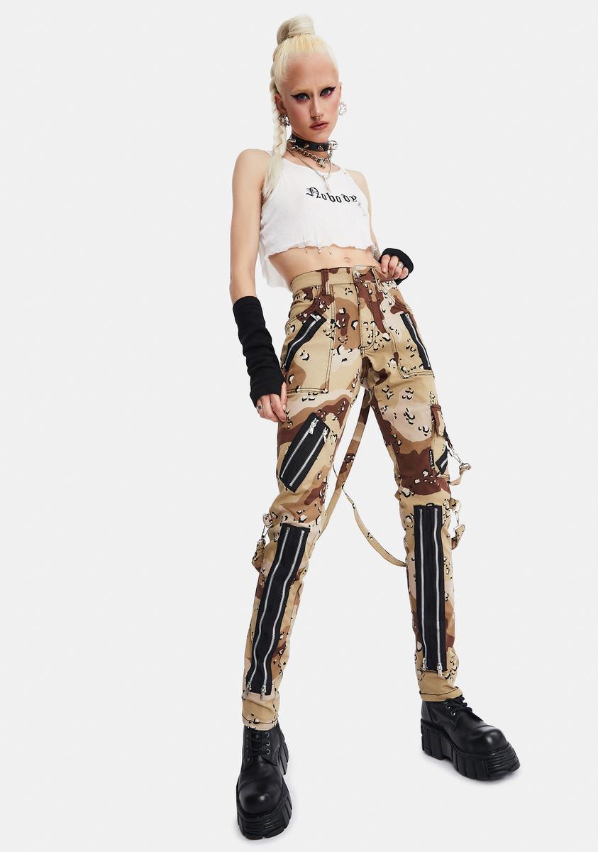 Tripp NYC Sand Camo Classic Slim Leg Bondage Pants Dolls Kill