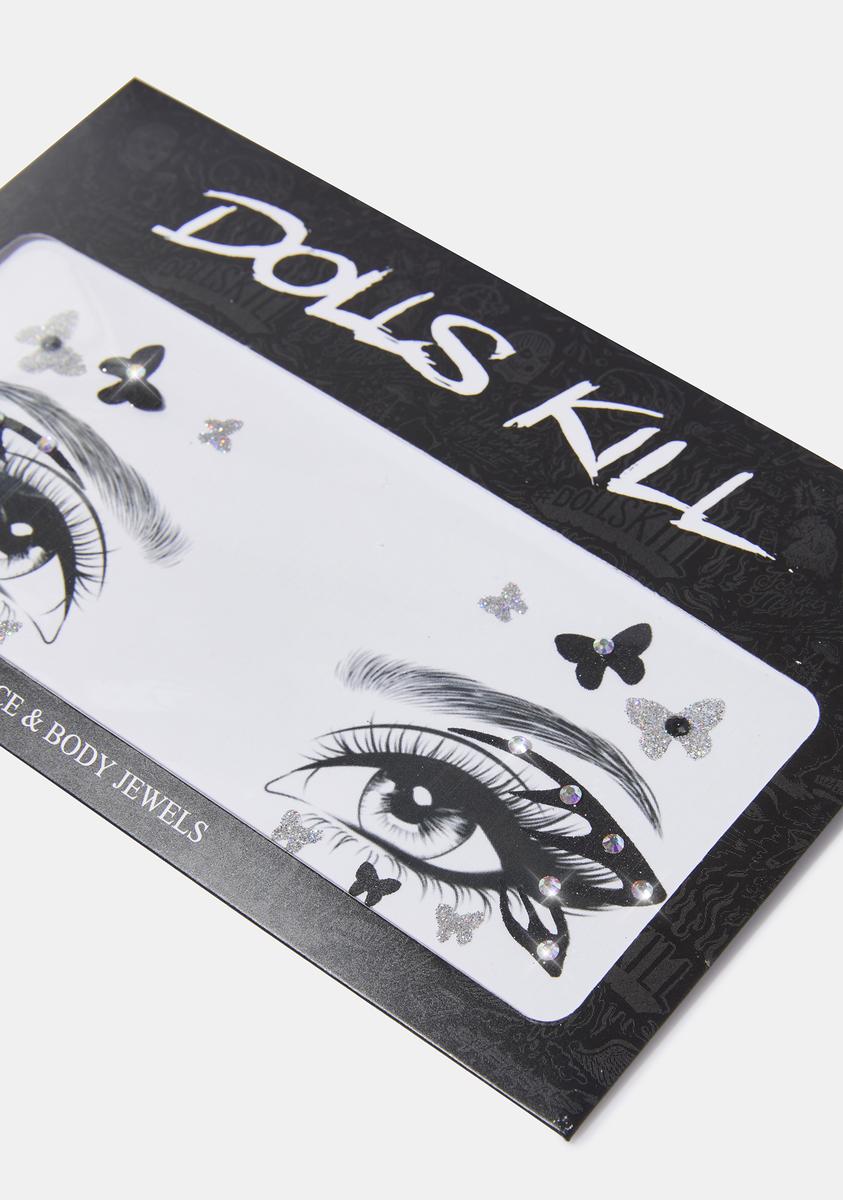 Butterfly Face Stickers Black/Silver Dolls Kill